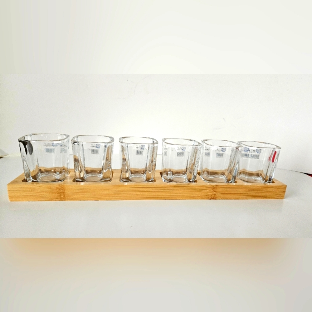 Shot Glass Set with Wooden Tray